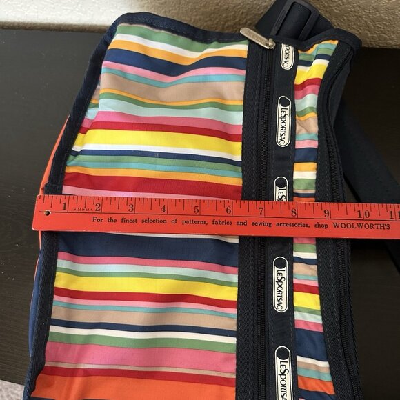 LeSportsac Multicolor Stripes Bag Handbag Purse Crossbody Wide Strap Tote Expand - Picture 6 of 12